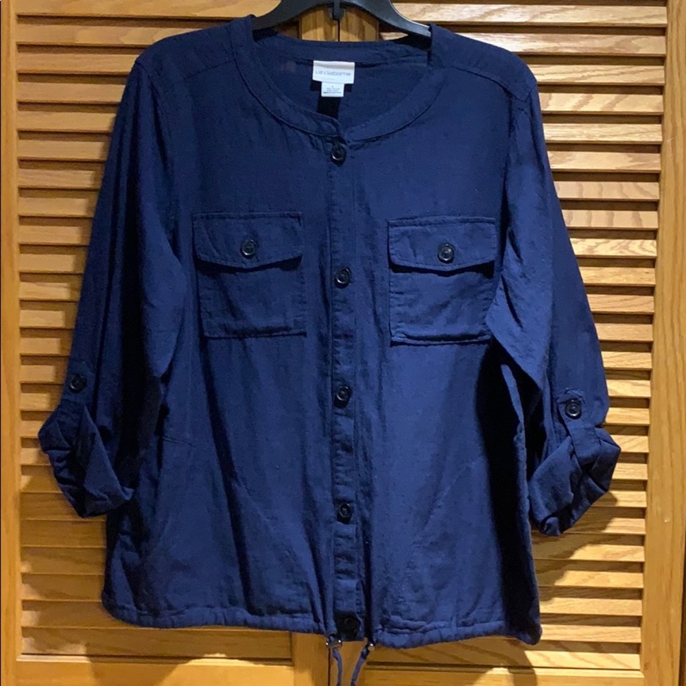 Classic Blue, Button Down Top With Four Pockets - image 1